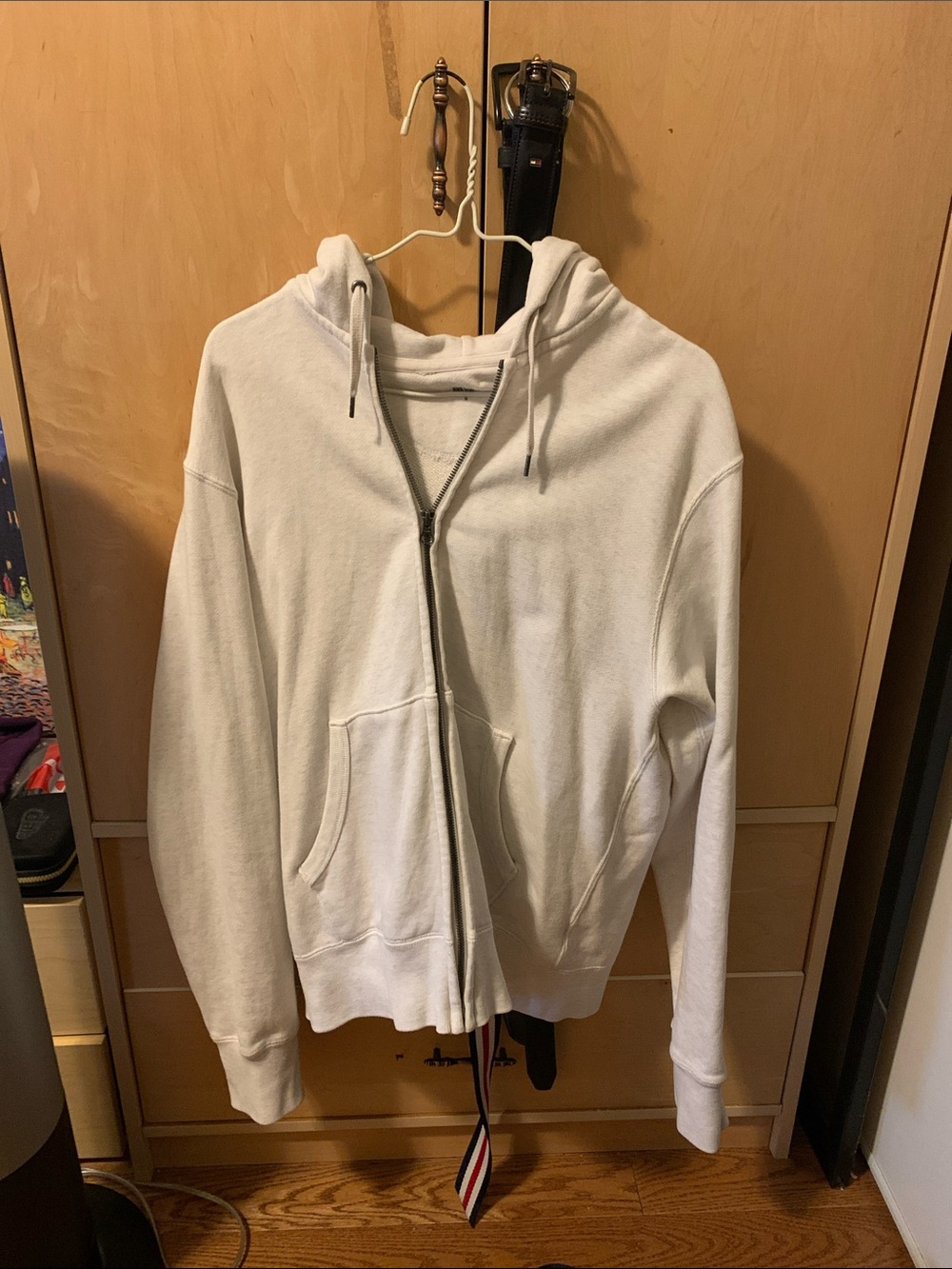 Uniqlo Men's Off-White Zip-Up Hoodie